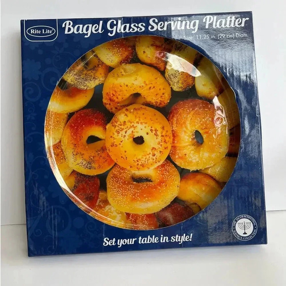 NIB Glass Bagel Dish 11.25 Inches - Picture 1 of 2